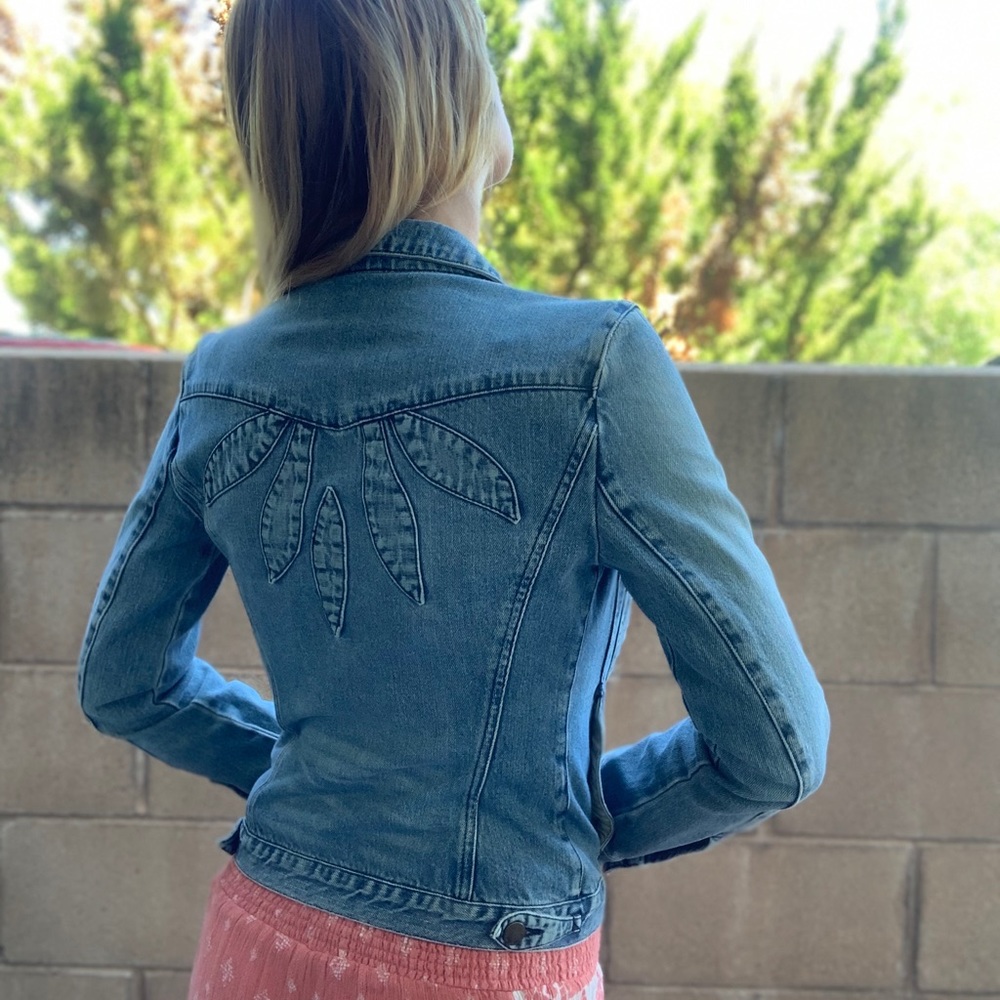 Mng Jeans Patchwork Jacket Size Small - image 2